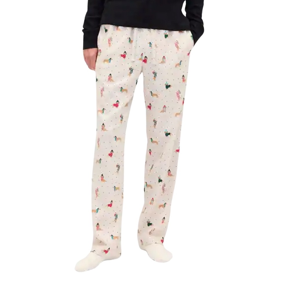 VIRAL NWT Sold Out Gap PJ Pants Women’s Flannel Dachshund Christmas Pajamas - Picture 2 of 4
